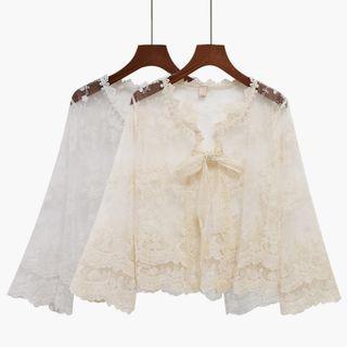 Plain Lace Oversize Drawstring Cardigan