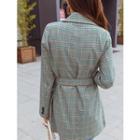 Plus Size Double-breasted Long Check Jacket