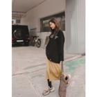 Drawstring H-line Long Ribbed Skirt
