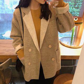 Double-breasted Herringbone Jacket As Shown In Figure - One Size