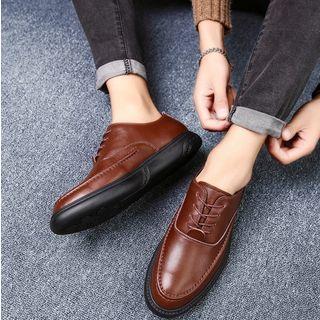 Genuine-leather Stitched Panel Oxfords