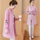 Embroidered Snap Button Long Jacket