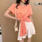 Short-sleeve Drawstring Front Tee / Asymmetric Mermaid Skirt