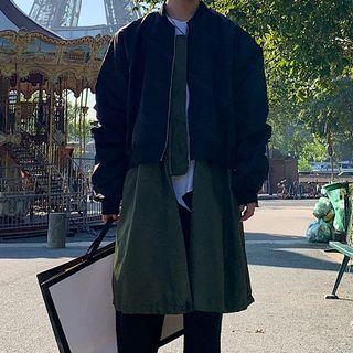 Mock Two Piece Zip Coat Black - One Size