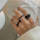 Set Of 3: Alloy Ring (various Designs) Set Of 3 - Black - One Size