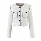 Contrast Trim Pocket Detail Jacket / Mini A-line Skirt / Set