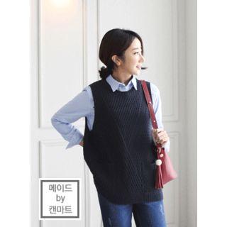 Round-neck Textured Knit Vest