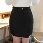 Zip-front Cut-out Hem Mini Skirt