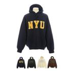 Nyu Letter-patch Fleece-lined Hoodie