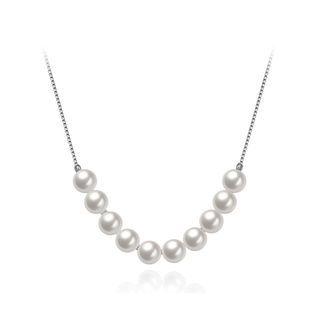 925 Sterling Silver Fashion Pearl Necklace Silver - One Size