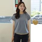Cap-sleeve Contrast-hem T-shirt