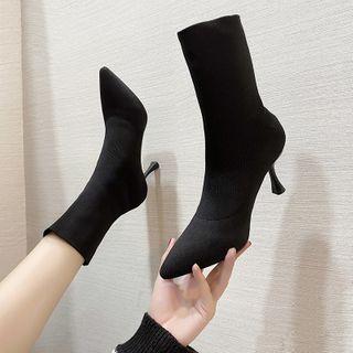 Elastic Pointed High-heel Short Boots
