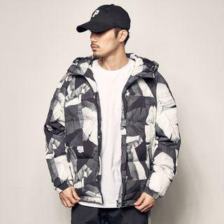 Leaves Print Hooded Padded Jacket