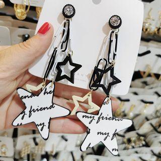 Letter Star Dangle Earring 1 Pair - White - One Size