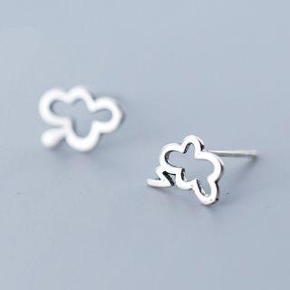 925 Sterling Silver Asymmetric Cloud Stud Earring 1 Pair - As Shown In Figure - One Size
