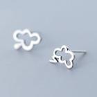 925 Sterling Silver Asymmetric Cloud Stud Earring 1 Pair - As Shown In Figure - One Size