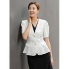 Puff-sleeve Peplum Lace Jacket