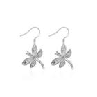 Simple Dragonfly Earrings With Austrian Element Crystal Silver - One Size