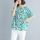 Print Round-neck Semi Sleeve T Shirt As Shown In Figure - L
