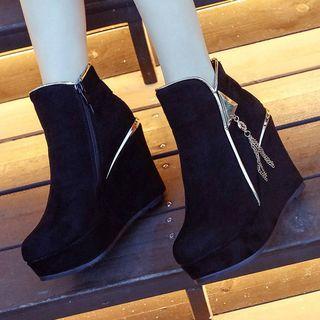Fleece-lined Platform Ankle Boots