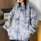 Tie Dye Loose-fit Long-sleeve Zip-up Hoodie