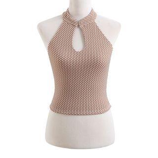 Sleeveless Houndstooth Qipao Top