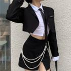 Cropped Blazer / Shirt / Tie / Set