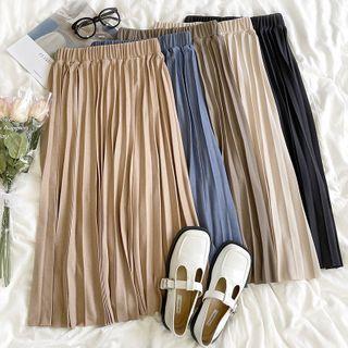 High-waist A-line Pleated A-line Midi Skirt