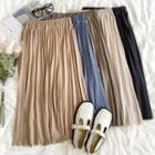 High-waist A-line Pleated A-line Midi Skirt