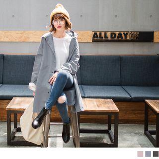 Single-breasted Hooded Trench Jacket