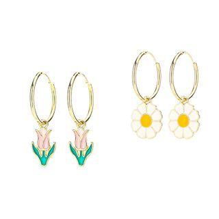 Alloy Glaze Flower Dangle Earring