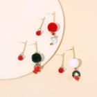 Non-matching Alloy Christmas Faux Pearl Dangle Earring