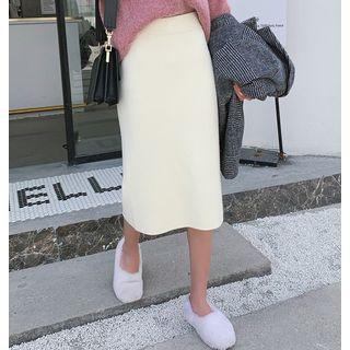 High Waist Straight-fit Knit Skirt