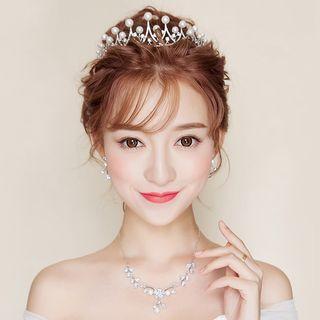 Set: Faux Pearl Tiara + Necklace + Earring