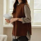 Round-neck Slit-side Sweater Vest