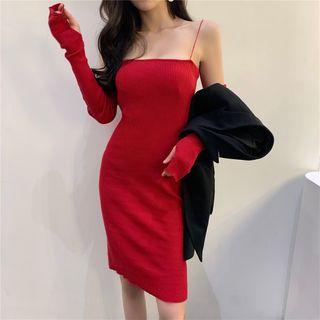 Set: Spaghetti Strap Dress + Arm Sleeve