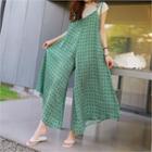 Tie-shoulder Patterned Jumpsuit
