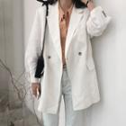 Double Breasted Long Blazer White - One Size