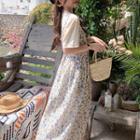 Set: Short-sleeve T-shirt + Sleeveless Floral Dress