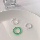 Set Of 3: Ring Set Of 3 - Green & White & Transparent - One Size