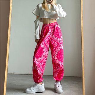 Paisley Print Drawstring-cuff Pants