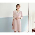 Peter-pan Collar Faux-pearl Buttoned Dress
