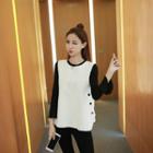 Set: Buttoned Vest + 3/4-sleeve Top