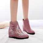 Embroidered Hanfu Wedge-heel Ankle Boots
