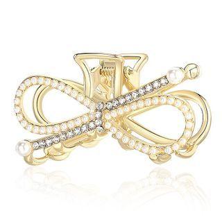 Knot Rhinestone Alloy Hair Clamp Gold - One Size