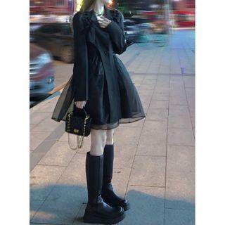 Spaghetti Strap Mesh Mini A-line Dress / Blazer