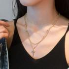 Alloy Cross Pendant Layered Necklace Gold - One Size