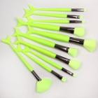 Set Of 10 : Fluorescent Mermaid Tail Makeup Brush Set Of 10 - Neon Green - One Size