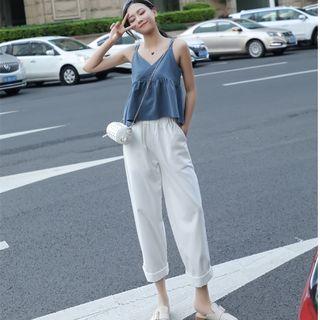 Set: Spaghetti-strap Top + Straight Cut Pants