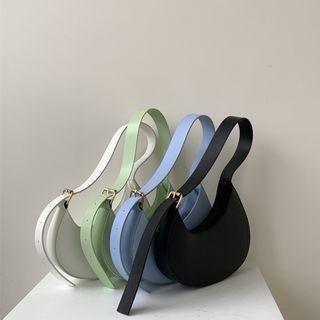 Belted-detail Faux-leather Shoulder Bag